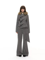 Flared Tailored Pants with Detachable Bow