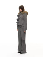 Flared Tailored Pants with Detachable Bow
