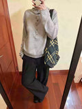 Rolled Edge Wool Blend Sweater