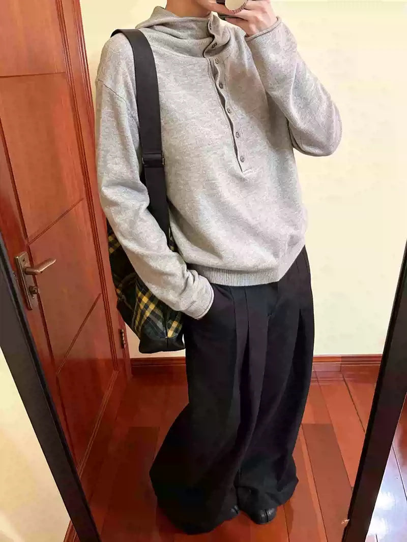 Rolled Edge Wool Blend Sweater