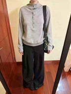 Rolled Edge Wool Blend Sweater