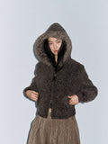 Faux Shearling Hooded Zip Jacket