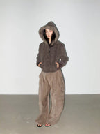 Faux Shearling Hooded Zip Jacket