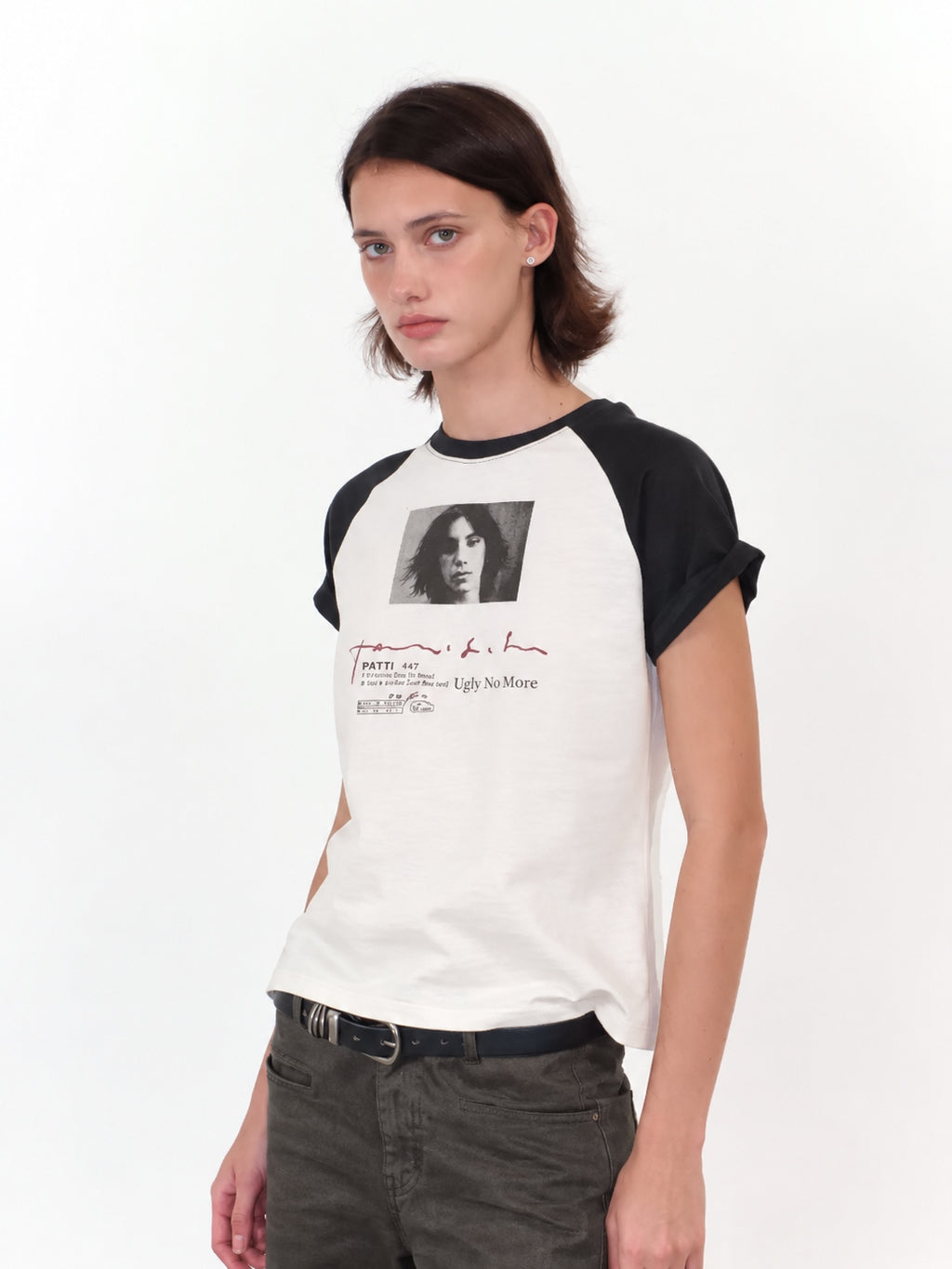 Contrast Raglan Sleeve Graphic T Shirt