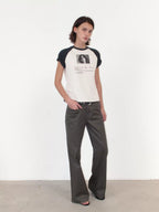 Contrast Raglan Sleeve Graphic T Shirt
