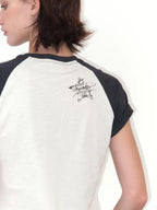 Contrast Raglan Sleeve Graphic T Shirt