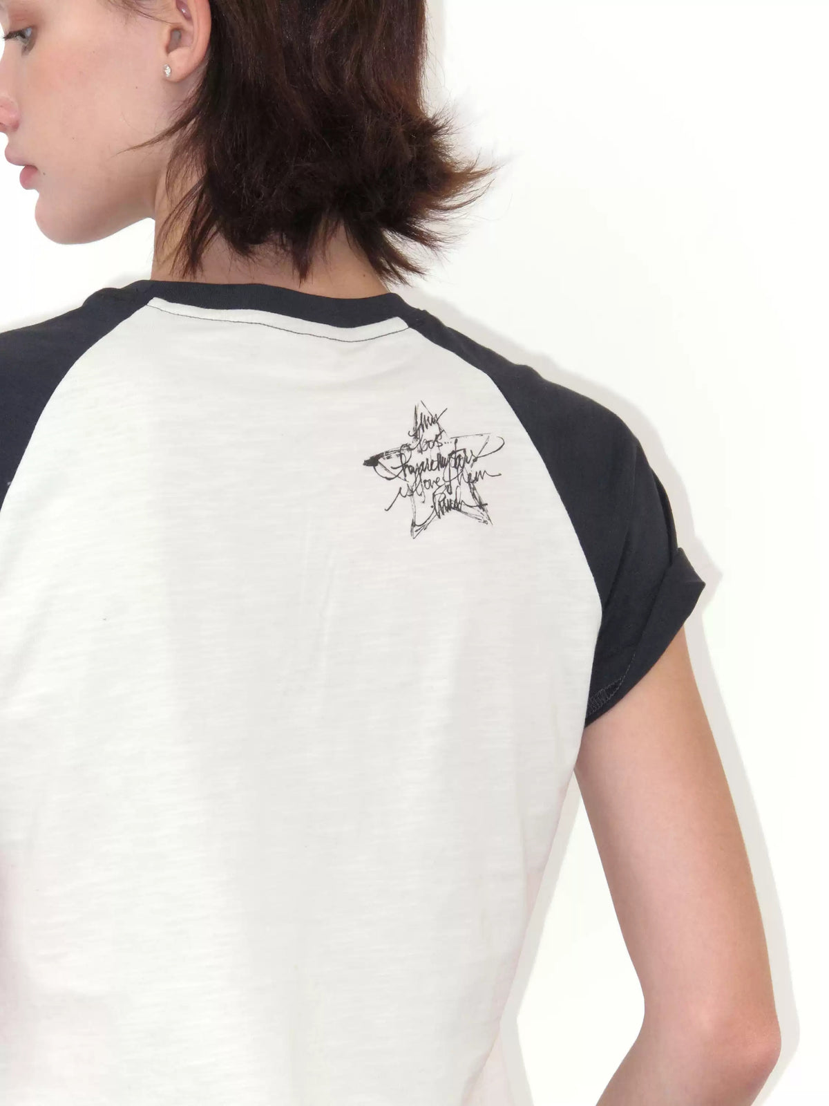 Contrast Raglan Sleeve Graphic T Shirt