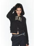 Rope Knot Cropped Zip Hoodie