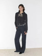 Rope Knot Cropped Zip Hoodie