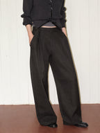 Ribbon Tie Waist Straight Leg Pants