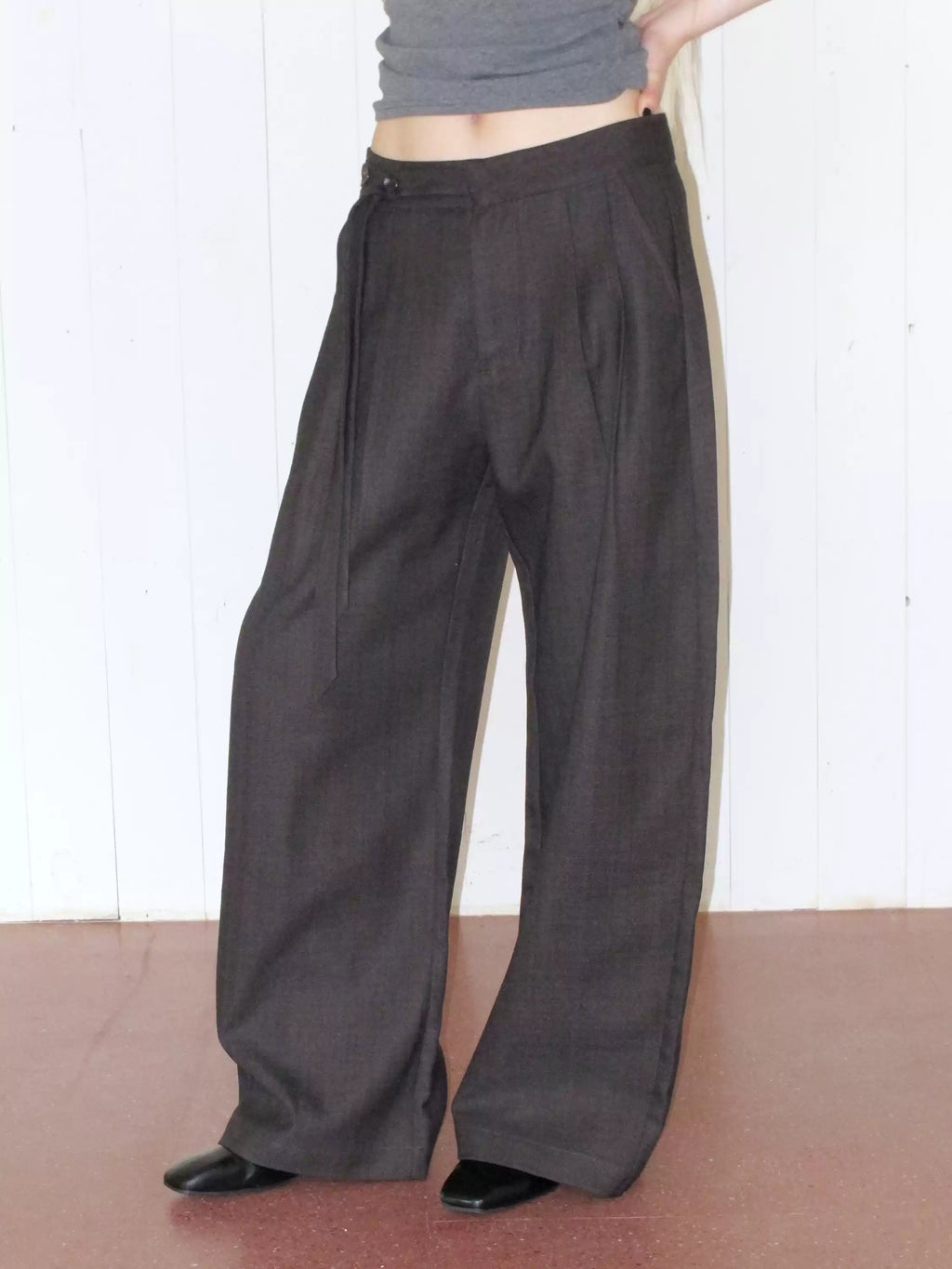 Ribbon Tie Waist Straight Leg Pants