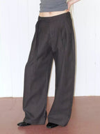 Ribbon Tie Waist Straight Leg Pants