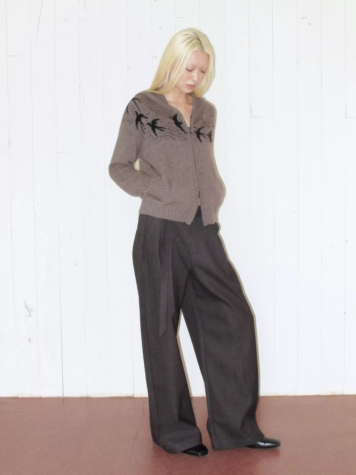Ribbon Tie Waist Straight Leg Pants