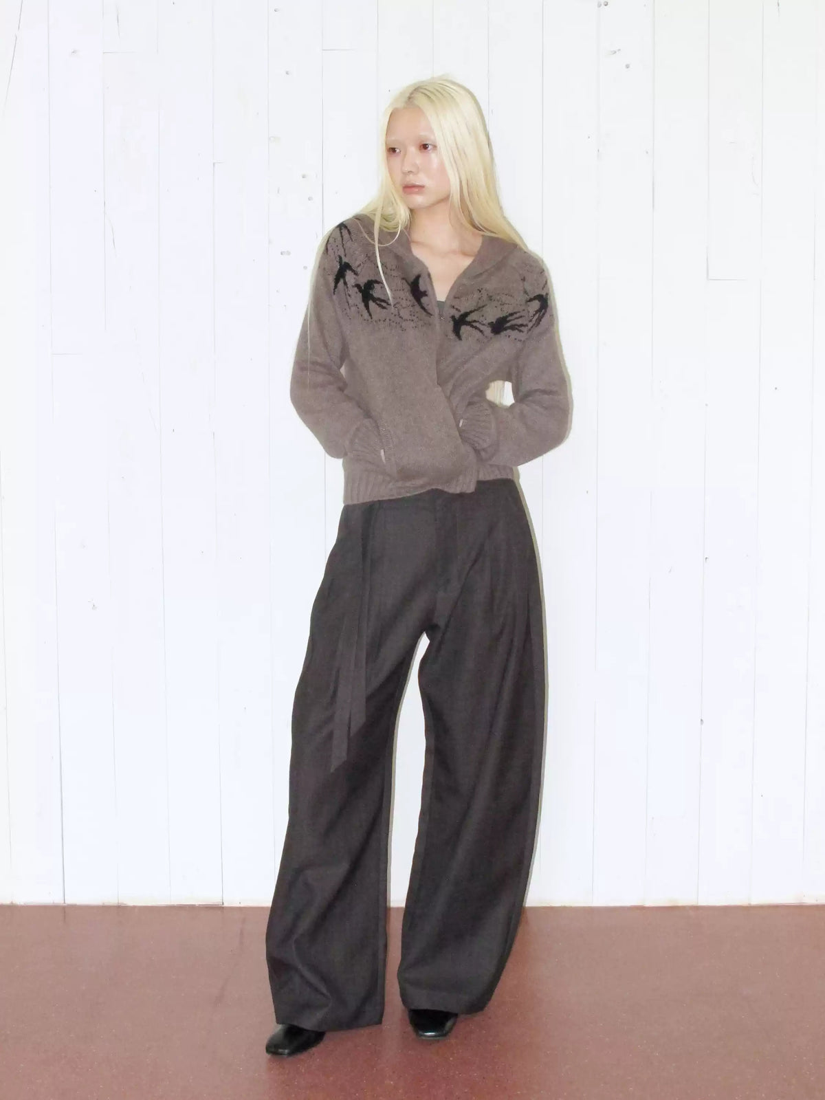 Ribbon Tie Waist Straight Leg Pants