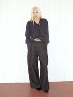 Ribbon Tie Waist Straight Leg Pants