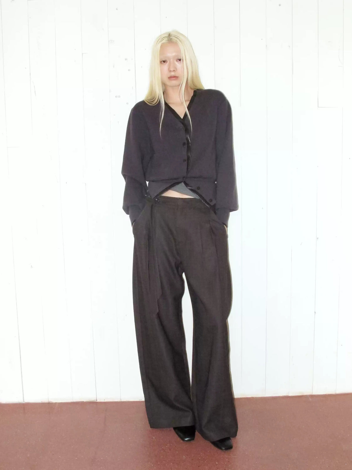 Ribbon Tie Waist Straight Leg Pants