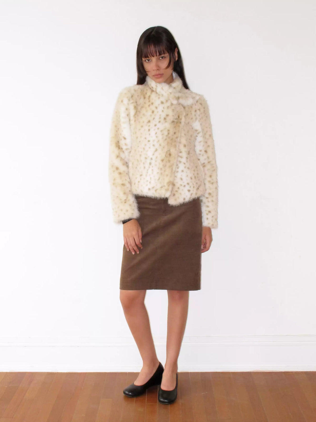 Side Tab Corduroy Straight Skirt