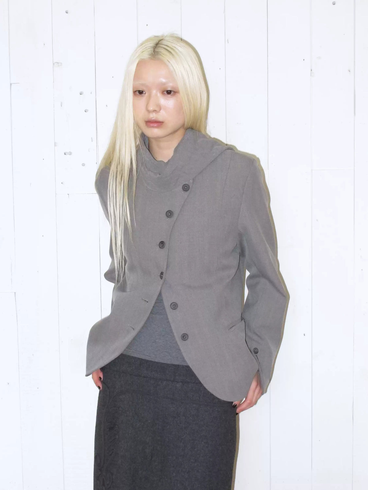 Herringbone Multi Button Tie Detail Blazer