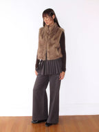 Stand Collar Cropped Faux Fur Vest
