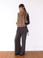Stand Collar Cropped Faux Fur Vest