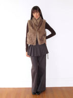 Stand Collar Cropped Faux Fur Vest