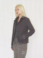Cotton Linen Striped Panel Fitted Jacket