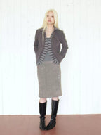 Cotton Linen Striped Panel Fitted Jacket