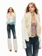 Cable Knit Cardigan with Detachable Fur Collar