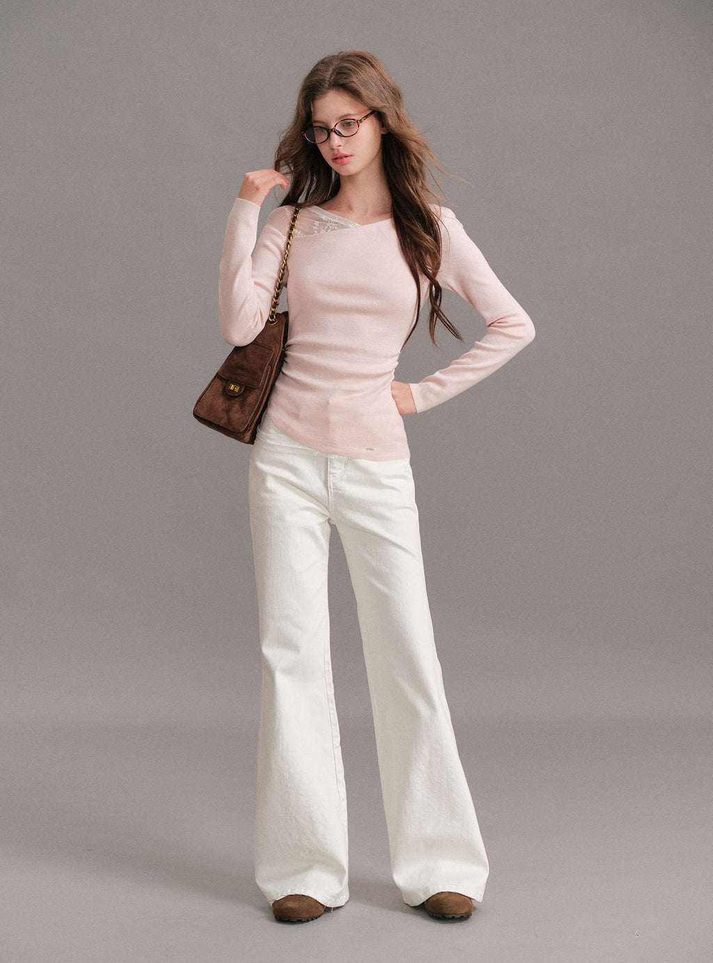 Wool Blend Lace Trimmed Layered Knit Top