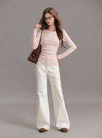 Wool Blend Lace Trimmed Layered Knit Top
