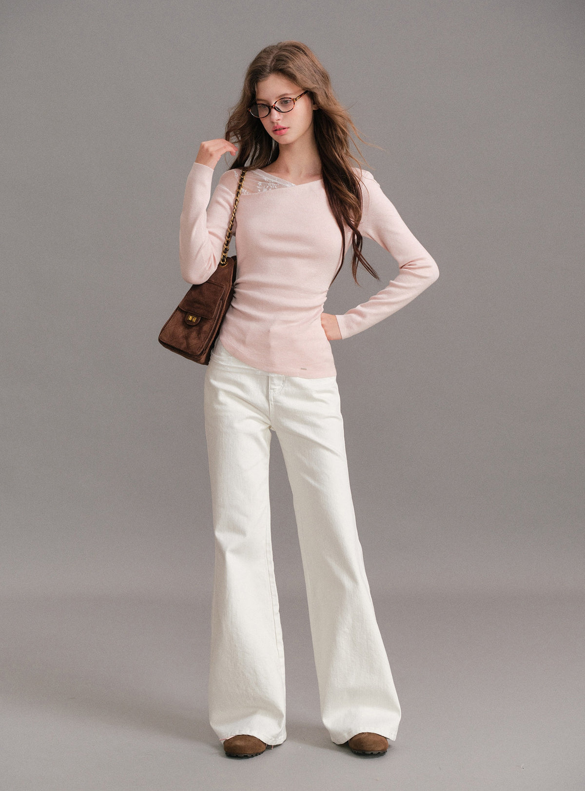 Wool Blend Lace Trimmed Layered Knit Top