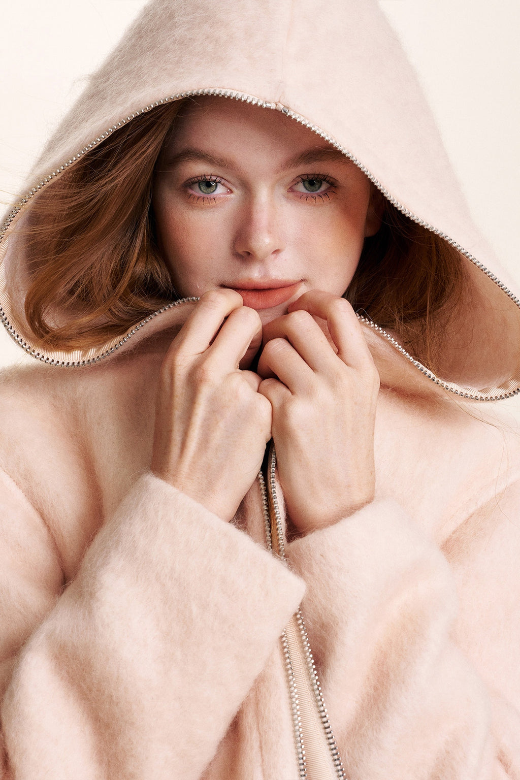 Wool Blend Double-Zip Hooded Jacket