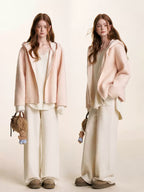 Wool Blend Double-Zip Hooded Jacket