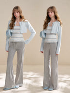 Lyocell Cotton Drawstring Flared Pants
