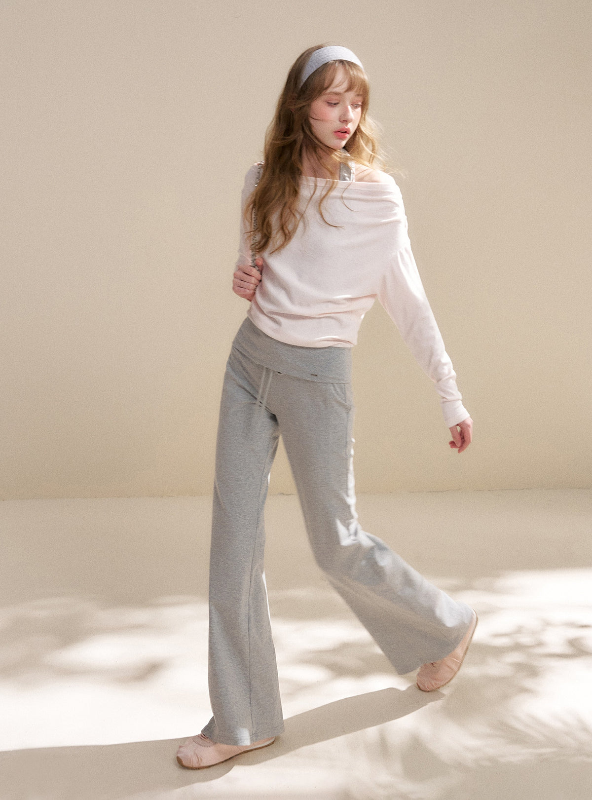 Lyocell Cotton Drawstring Flared Pants