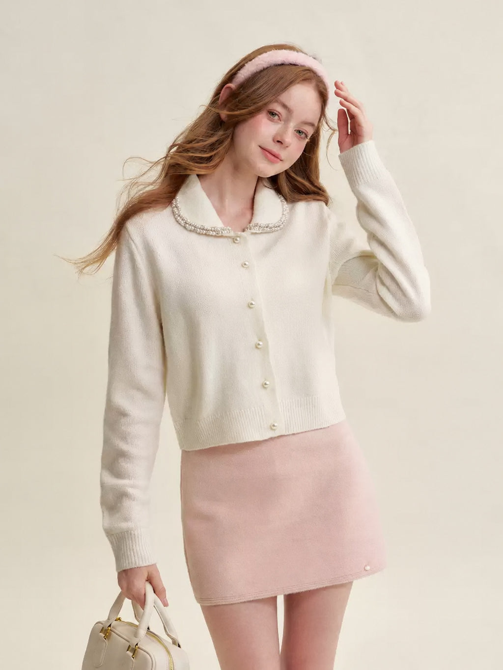 Wool Blend High Waisted A-Line Mini Skirt