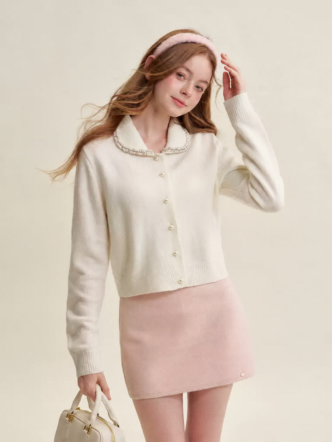 Wool Blend High Waisted A-Line Mini Skirt