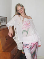 SOOMIE Sheer Floral Off-Shoulder Top