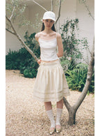 SOOMIE Ribbon Zip Midi Skirt