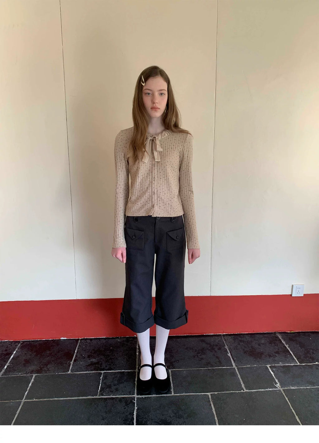 SOOMIE Low-Rise Wool Wide Pants