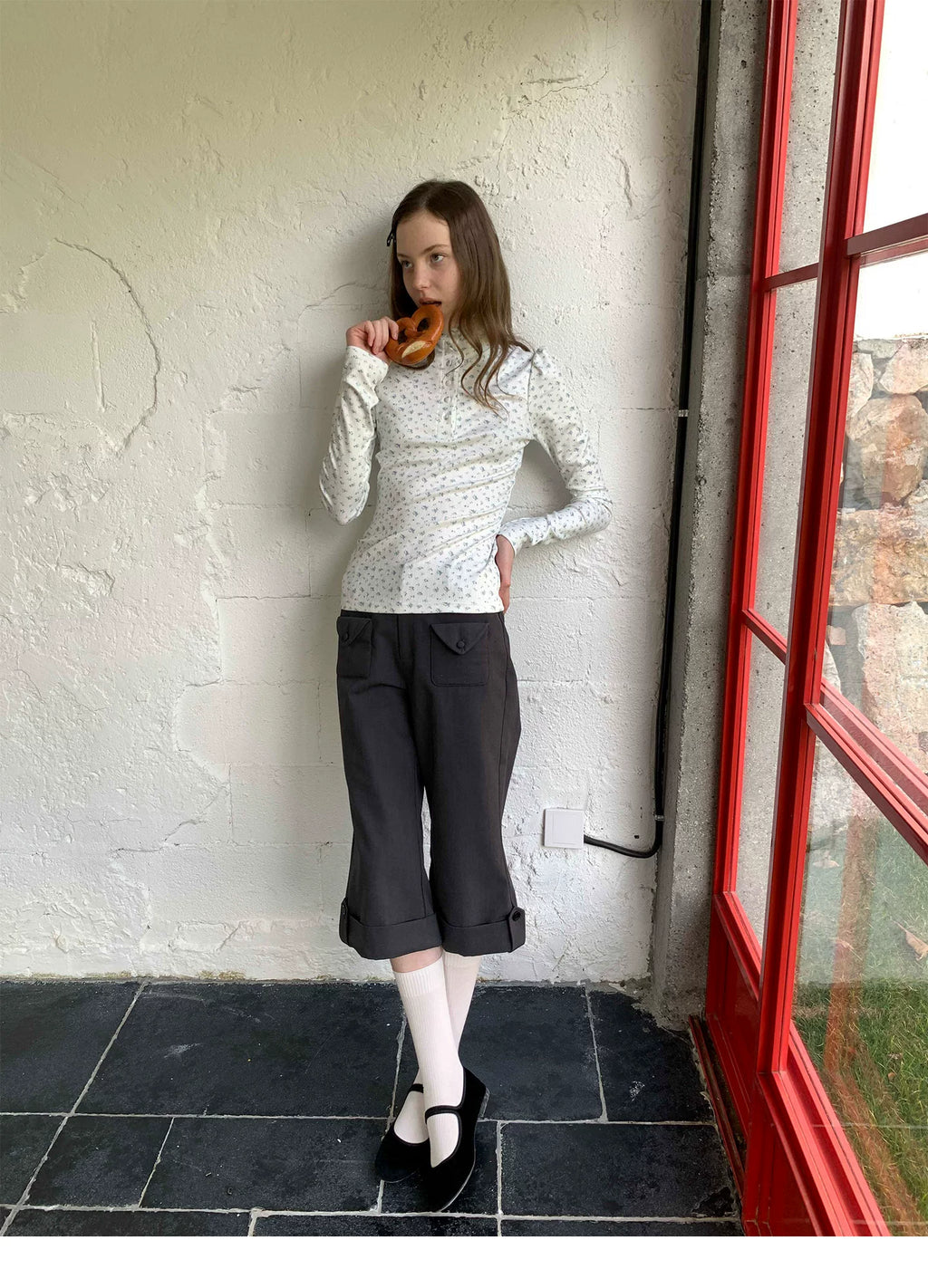 SOOMIE Low-Rise Wool Wide Pants