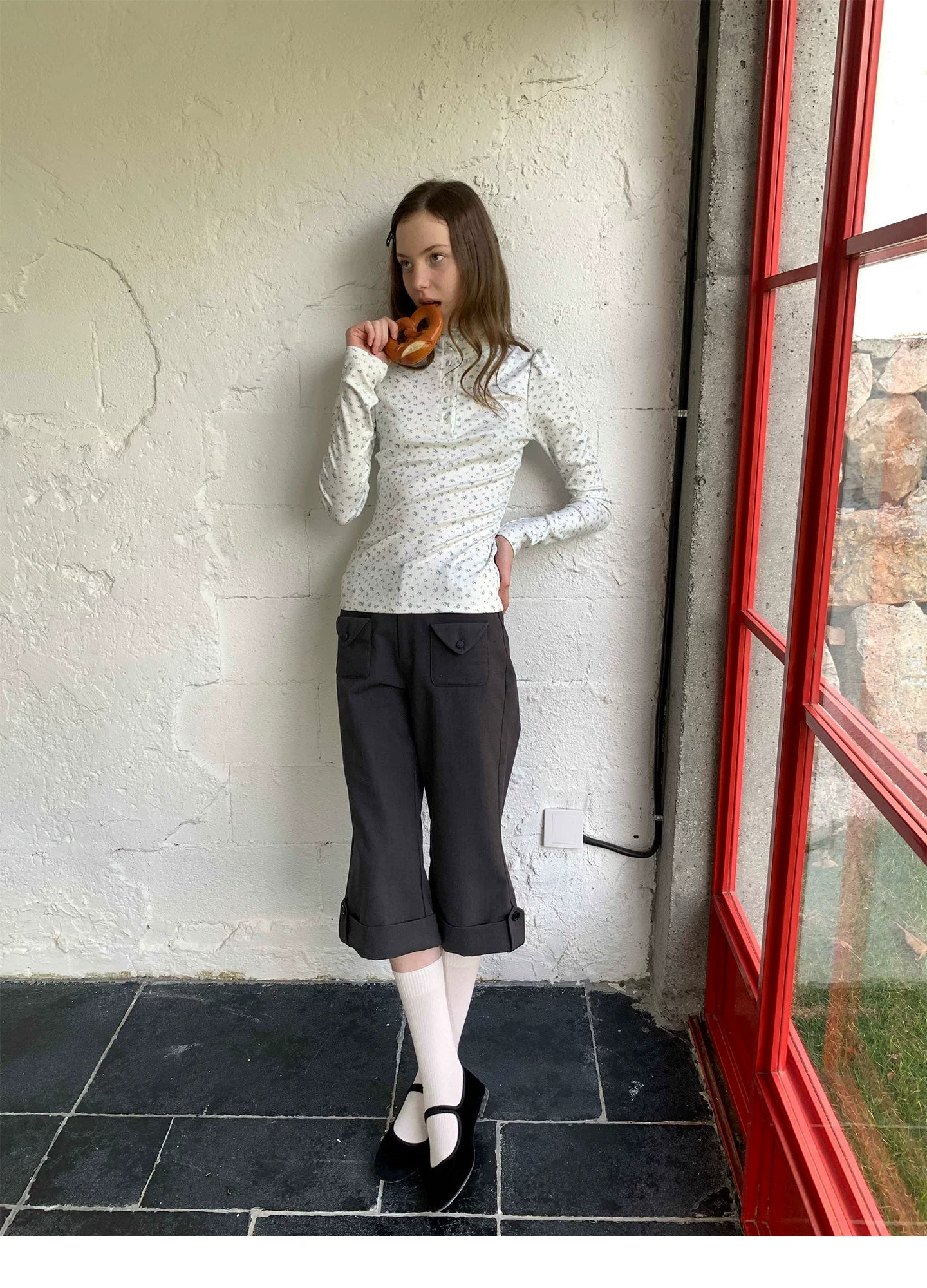 SOOMIE Low-Rise Wool Wide Pants