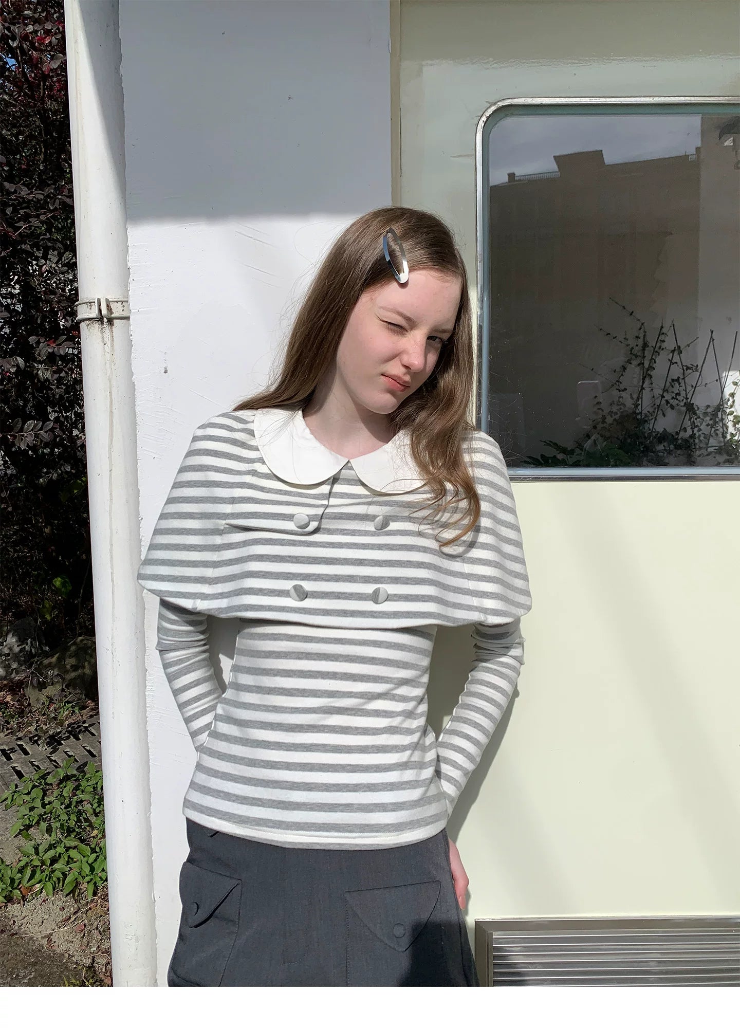 SOOMIE Stripe Babydoll Blouse