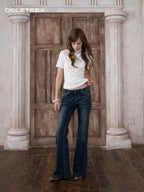 Pearl Necklace Mock Neck Short-Sleeve Knit Top