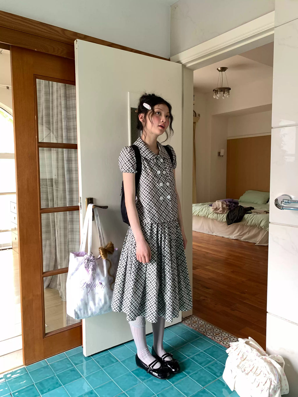 Black Plaid Shirt and Skirt