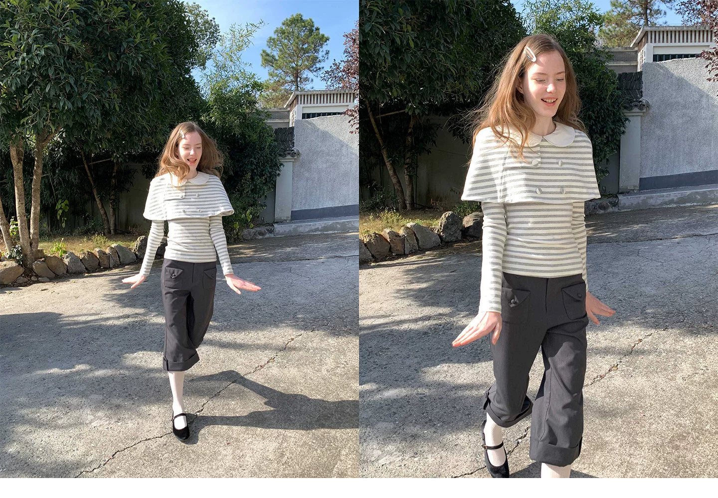 SOOMIE Stripe Babydoll Blouse