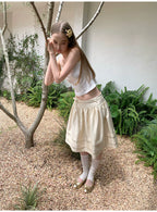 SOOMIE Ribbon Zip Midi Skirt