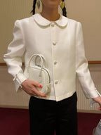 White Bow-Cuff Blazer