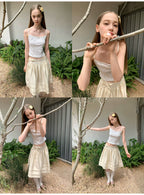 SOOMIE Ribbon Zip Midi Skirt
