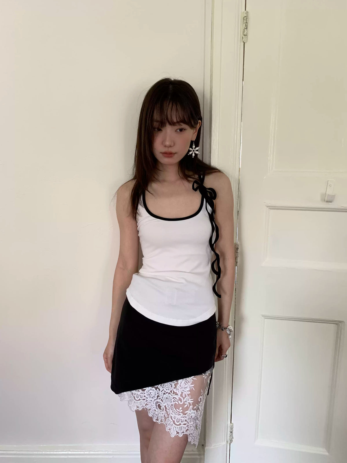 Gummy Candy Contrast Bow Ribbon Tank Top